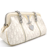 White Oblique Canvas and Leather Romantique Trotter Zip Bag