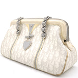 White Oblique Canvas and Leather Romantique Trotter Zip Bag