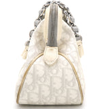 White Oblique Canvas and Leather Romantique Trotter Zip Bag