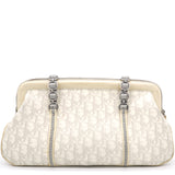 White Oblique Canvas and Leather Romantique Trotter Zip Bag