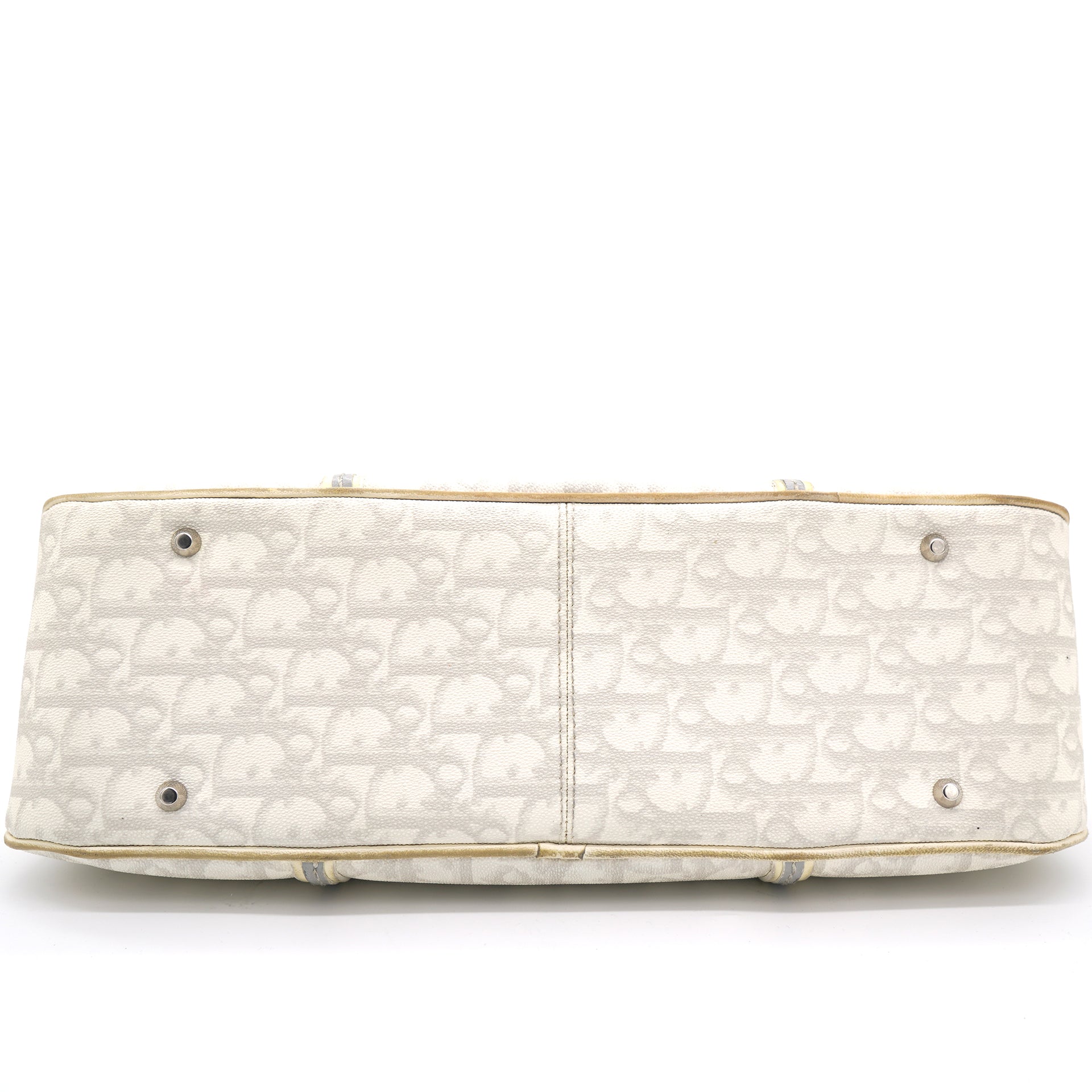 White Oblique Canvas and Leather Romantique Trotter Zip Bag