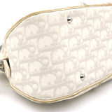 White Oblique Canvas and Leather Romantique Trotter Zip Bag