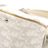 White Oblique Canvas and Leather Romantique Trotter Zip Bag