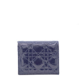 Patent Cannage Mini Lady Dior Wallet Navy Blue