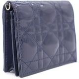 Patent Cannage Mini Lady Dior Wallet Navy Blue