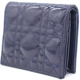 Patent Cannage Mini Lady Dior Wallet Navy Blue