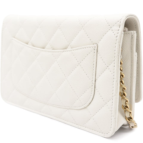 Chanel Caviar Quilted Wallet On Chain White – STYLISHTOP