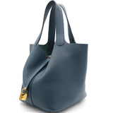 Clemence Leather Picotin Lock 22 Bag Vert Cypress