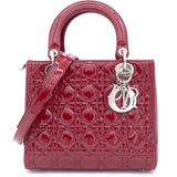 Red Cannage Patent Leather Medium Lady Dior Tote