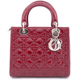 Red Cannage Patent Leather Medium Lady Dior Tote