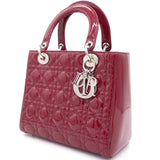 Red Cannage Patent Leather Medium Lady Dior Tote