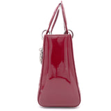 Red Cannage Patent Leather Medium Lady Dior Tote