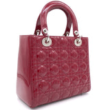 Red Cannage Patent Leather Medium Lady Dior Tote