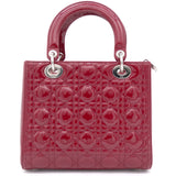 Red Cannage Patent Leather Medium Lady Dior Tote