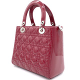 Red Cannage Patent Leather Medium Lady Dior Tote