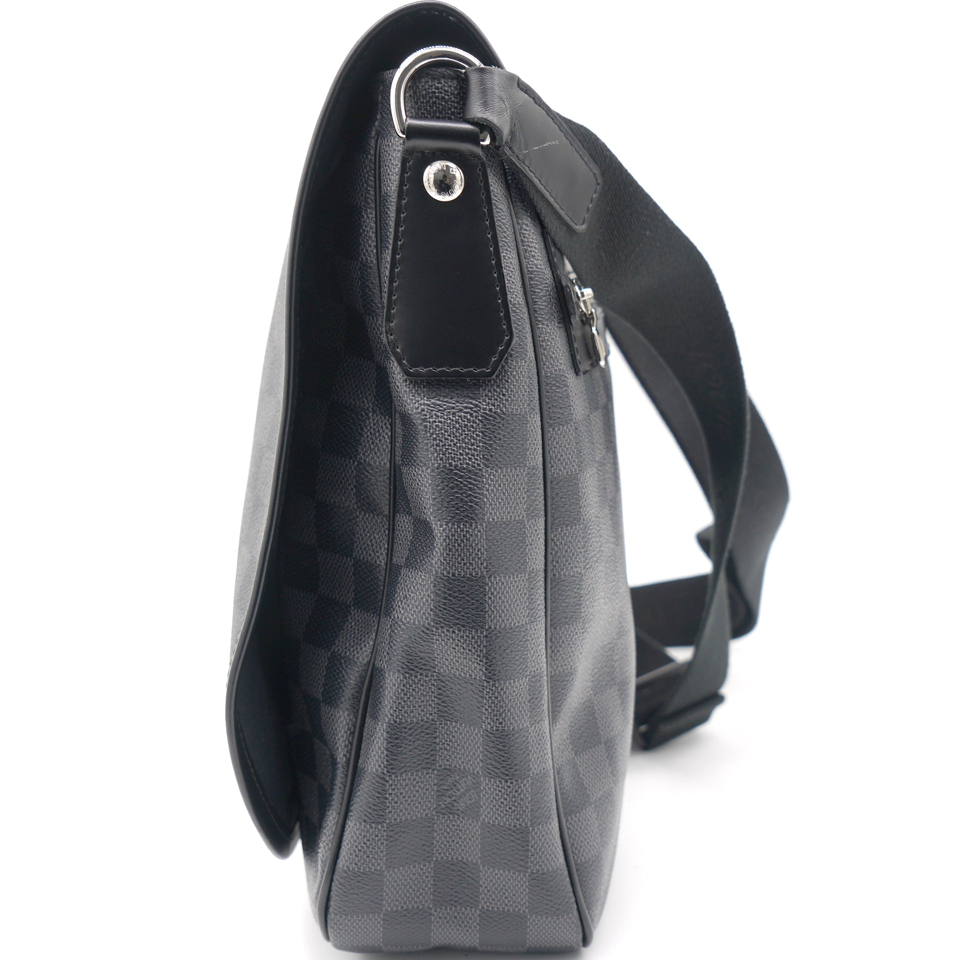 Louis Vuitton Damier Daniel MM Leather Fabric Black Shoulder bag 654