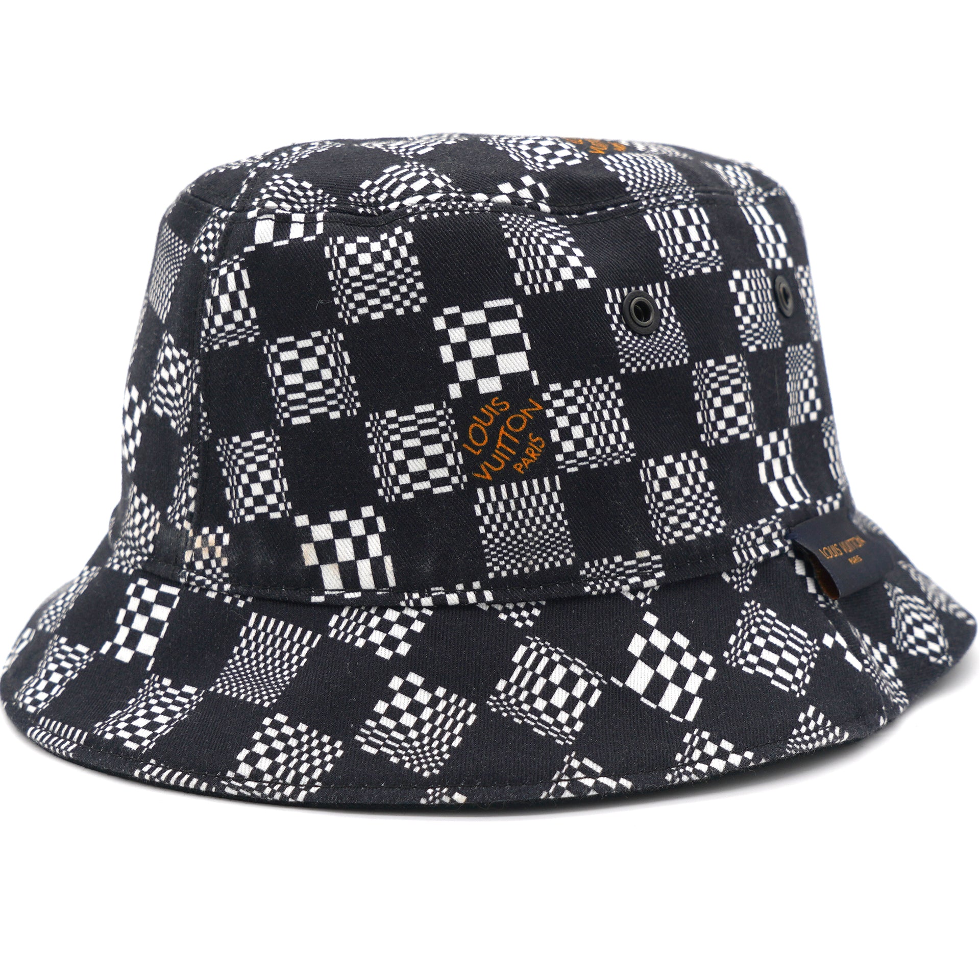 Louis Vuitton Size 60 Black x White Distorted Damier Bucket Hat Fisherman  1115lv