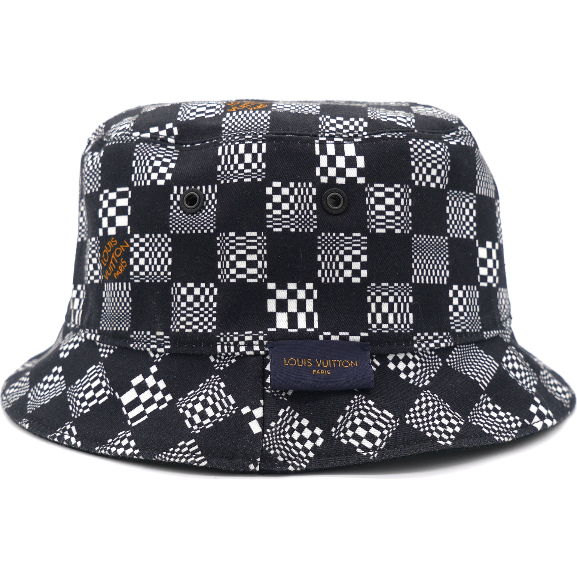 Louis Vuitton Size 60 Black x White Distorted Damier Bucket Hat Fisherman  1115lv