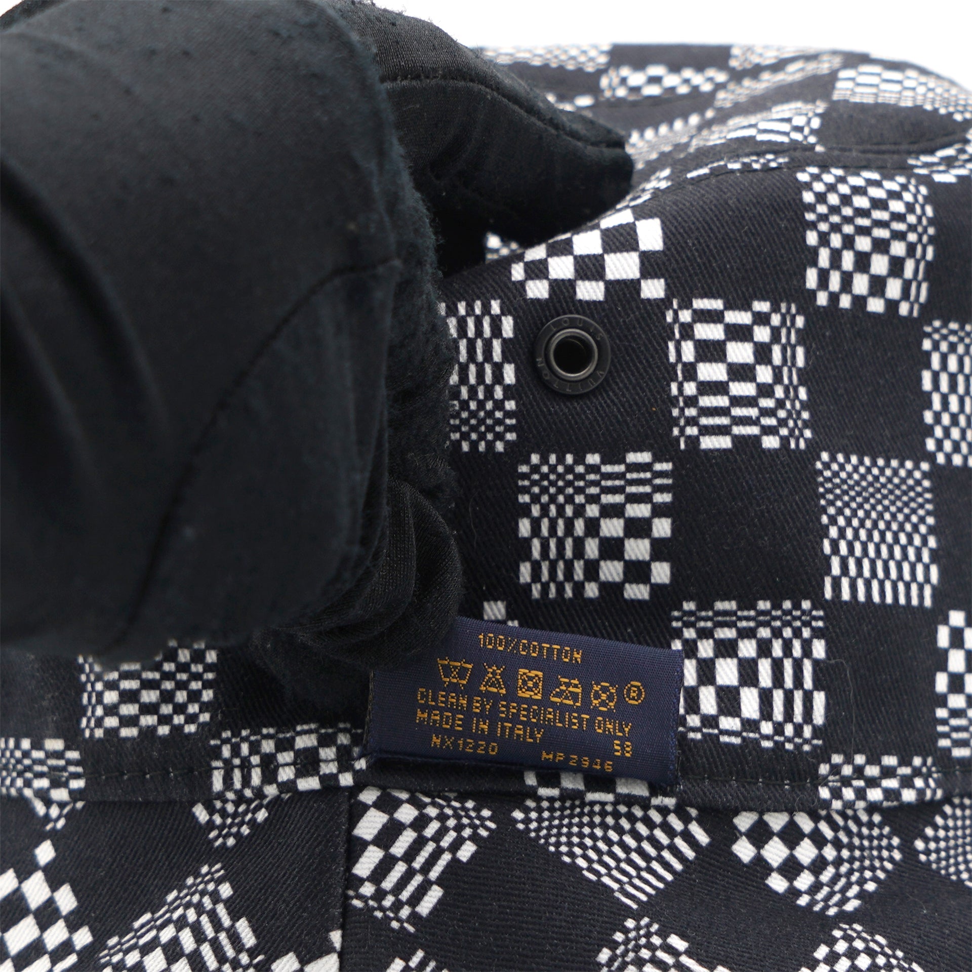Louis Vuitton Size 60 Black x White Distorted Damier Bucket Hat