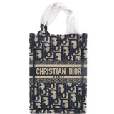 Mini Dior Book Tote Phone Bag In Blue Dior Oblique Embroidery