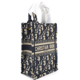 Mini Dior Book Tote Phone Bag In Blue Dior Oblique Embroidery