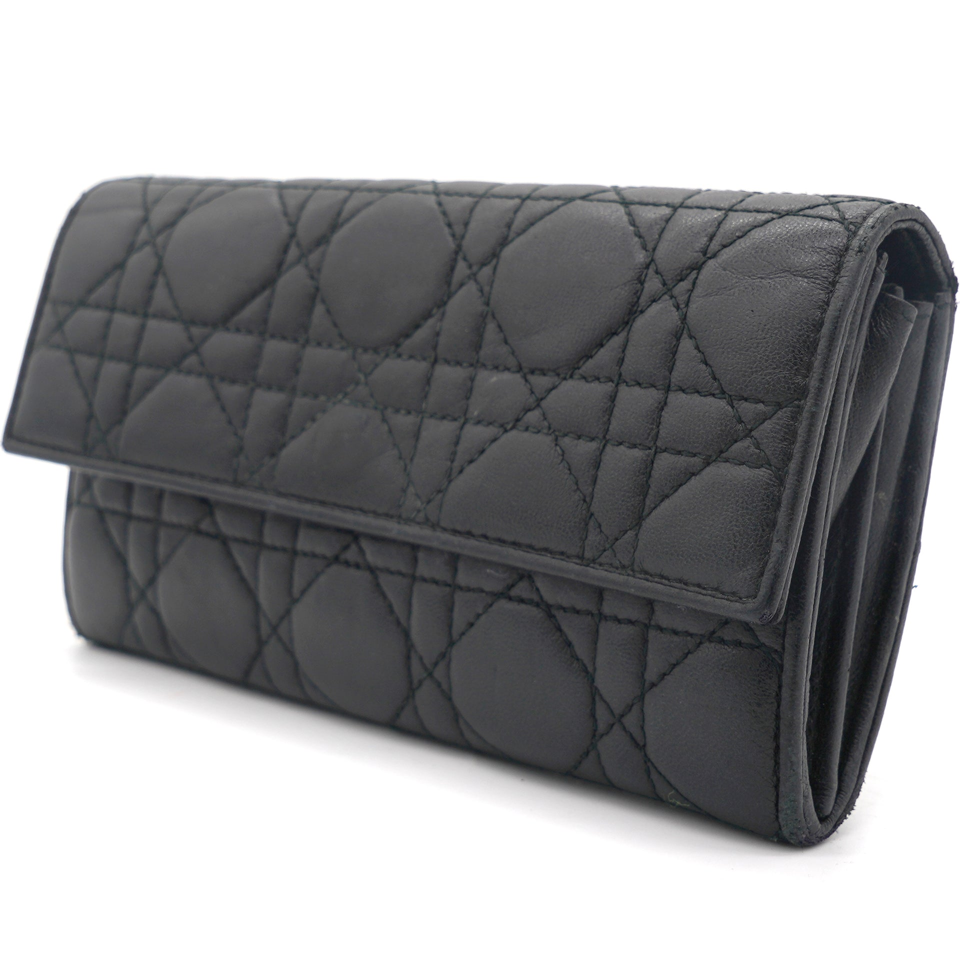 Black Cannage Quilted Leather Lady Dior Long Wallet