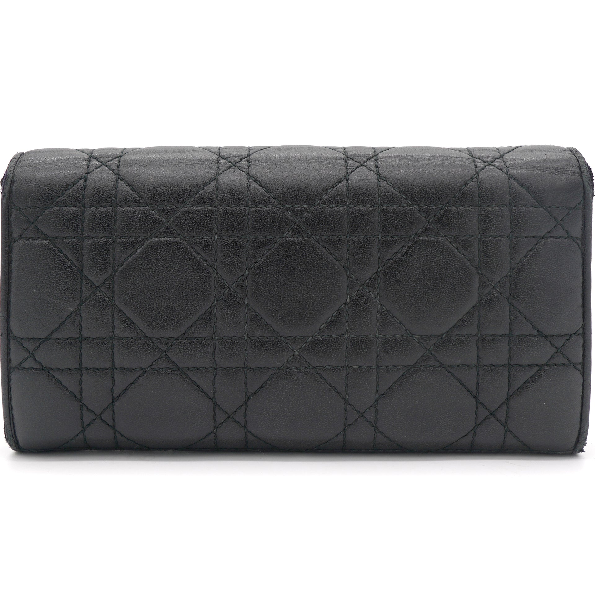 Black Cannage Quilted Leather Lady Dior Long Wallet