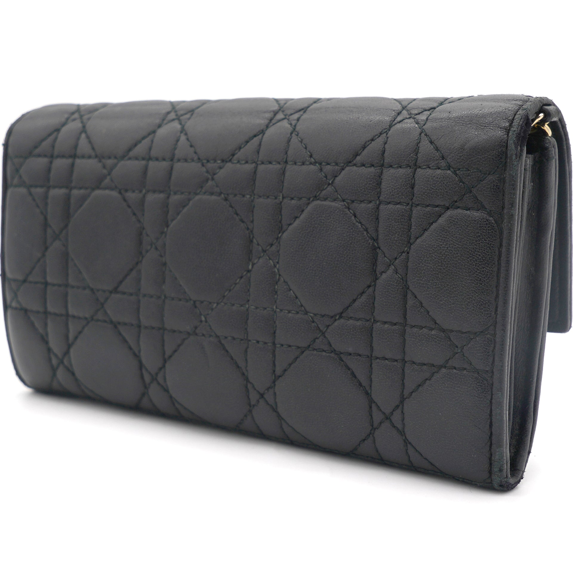 Black Cannage Quilted Leather Lady Dior Long Wallet