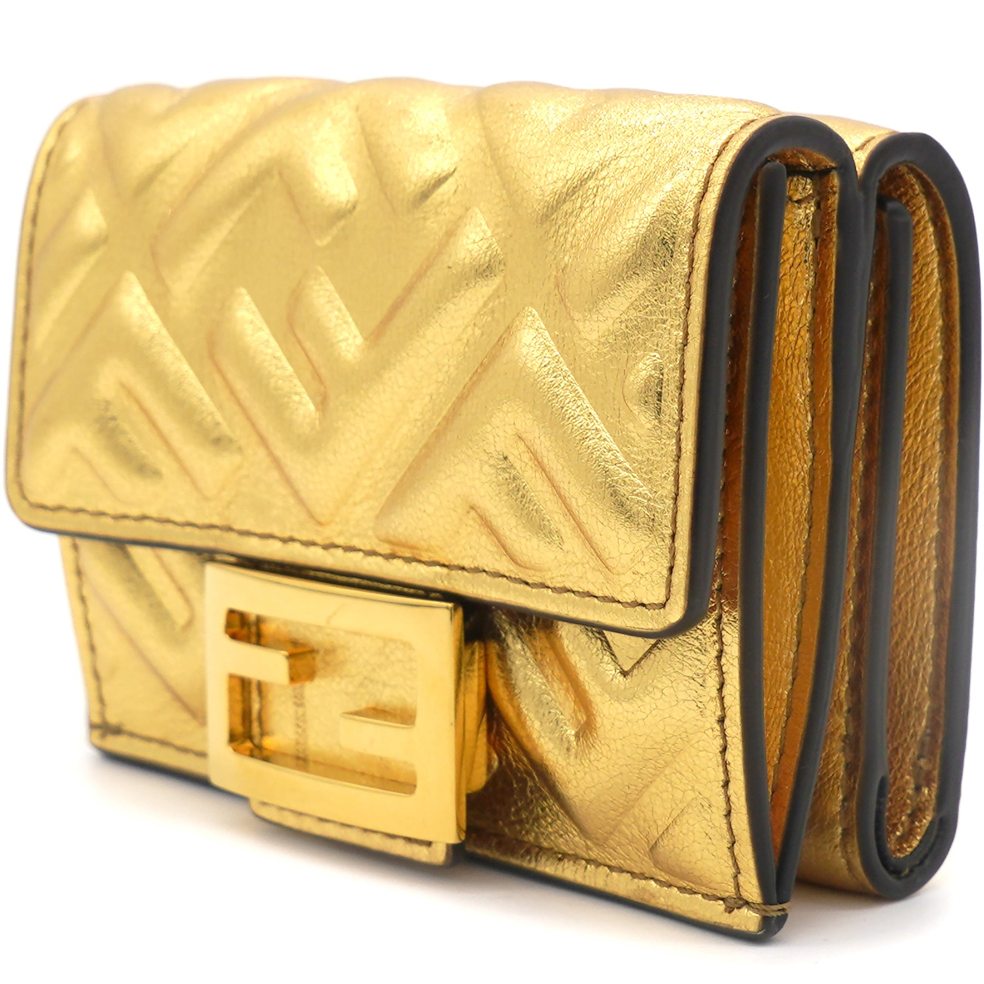 Micro Trifold - Golden leather wallet