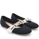 Black Technical Fabric Miss J'Adior Ballerina Flats 38