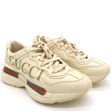 Cream Leather Rhyton Gucci Logo Sneakers 37.5