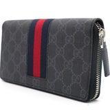 Zip Around Wallet GG Supreme Web Black Grey