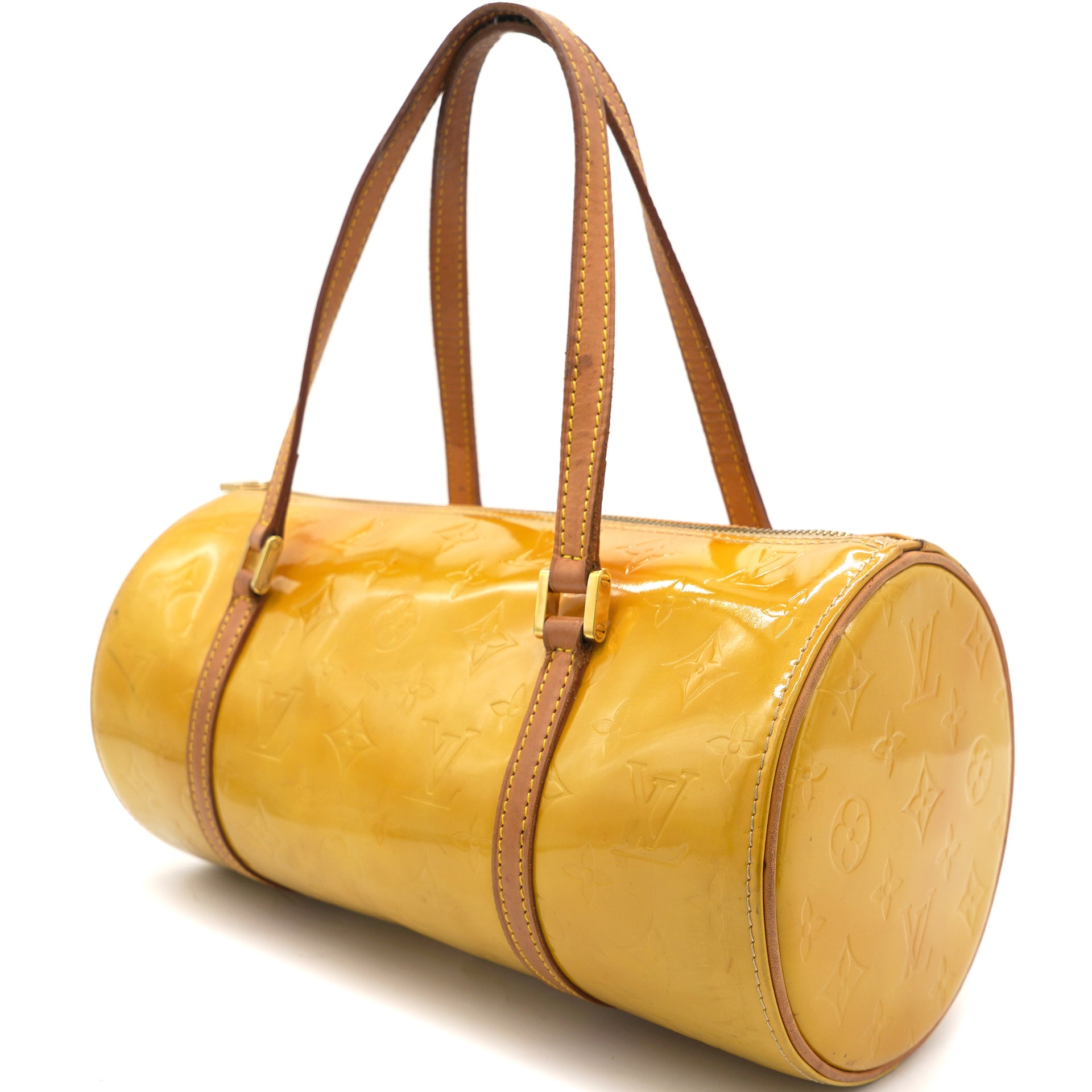 Papillon patent leather handbag Louis Vuitton Beige in Patent