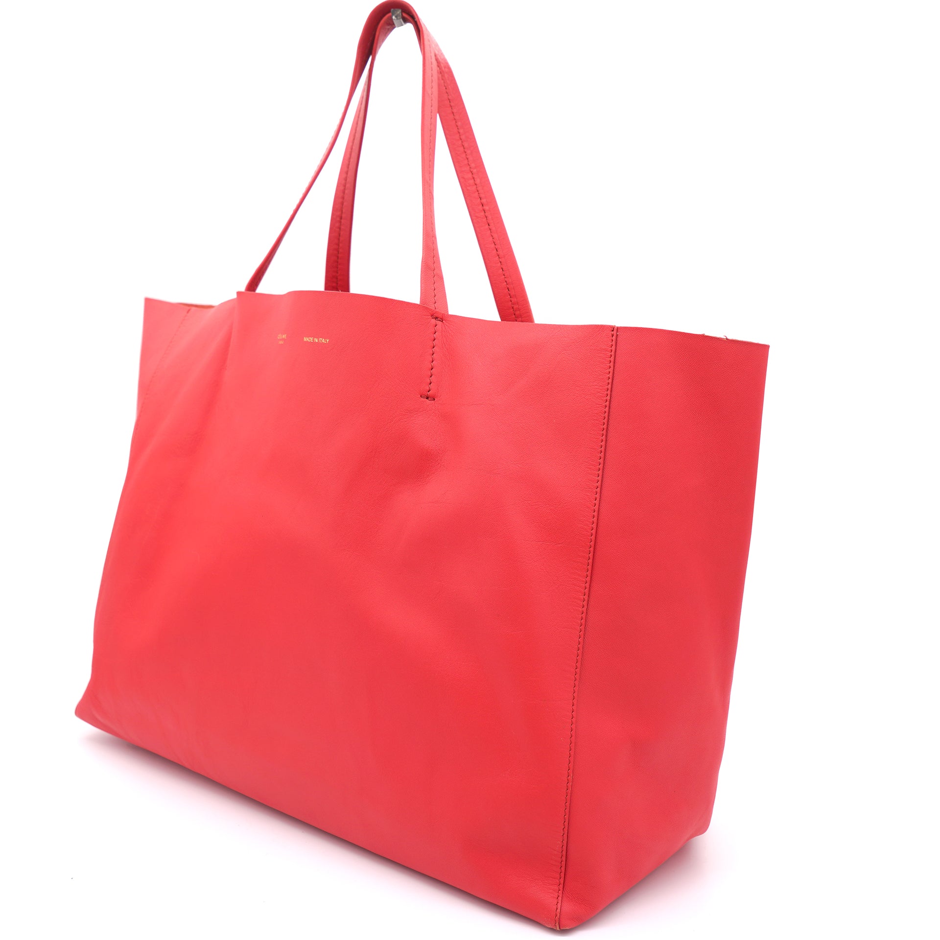 Celine Soft Smooth Calfskin Medium Cabas Red STYLISHTOP