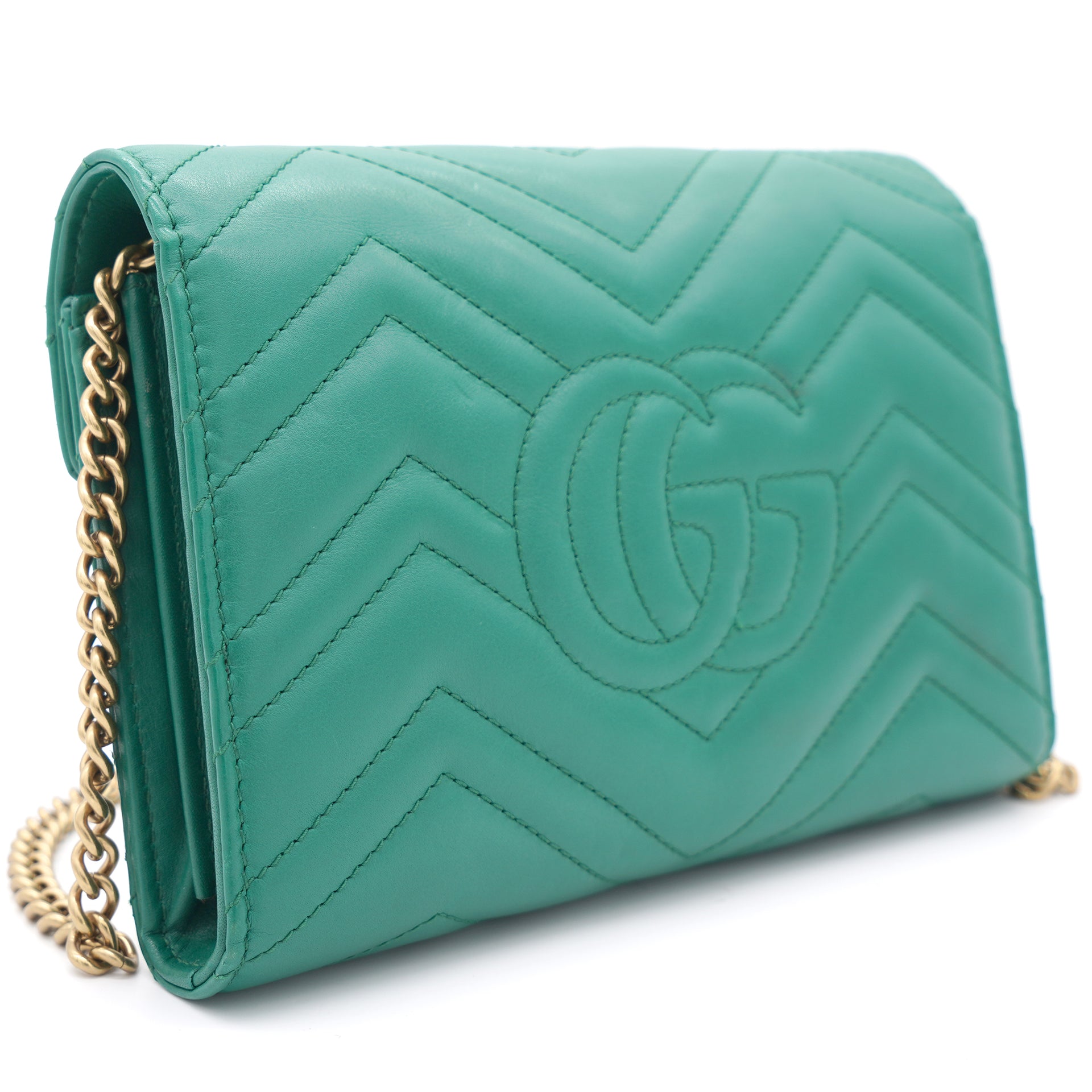 Green GG Marmont Matelasse Mini Bag