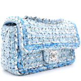 Tweed Quilted Mini Rectangular Flap Blue Multicolor