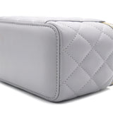 Lambskin Quilted Pearl Crush Small Vanity Case with Chain Grey