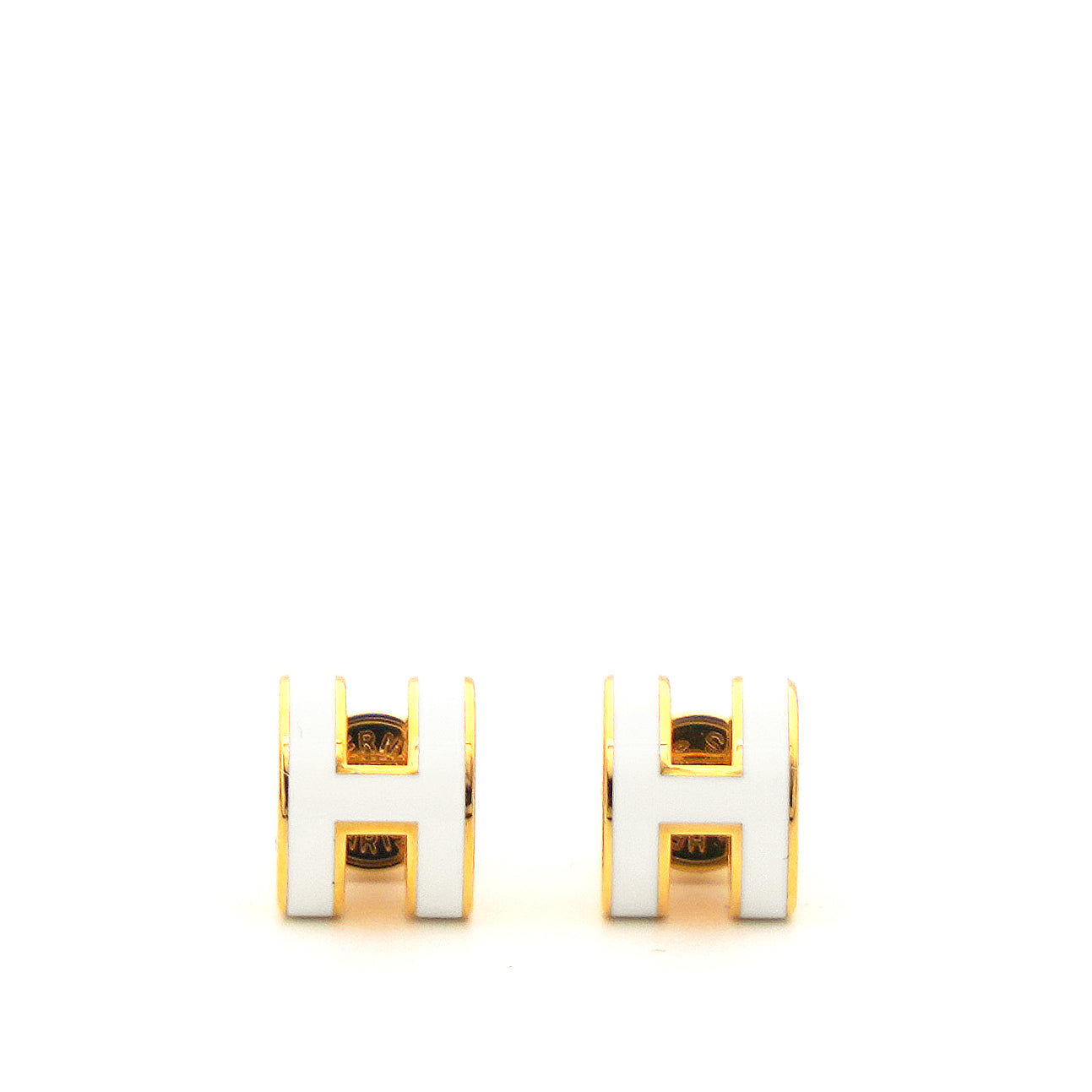 Lacquered Pop H Mini Earrings White