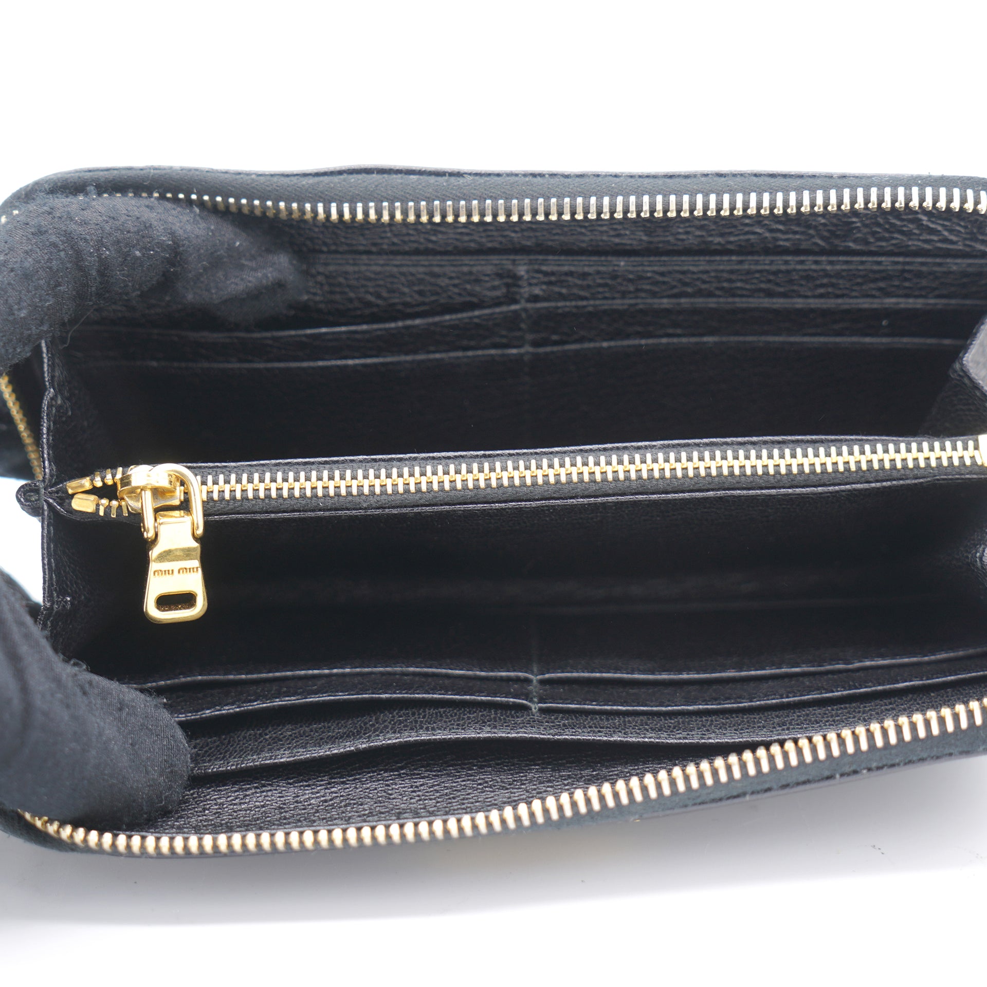 Black Leather Zip Around Wallet