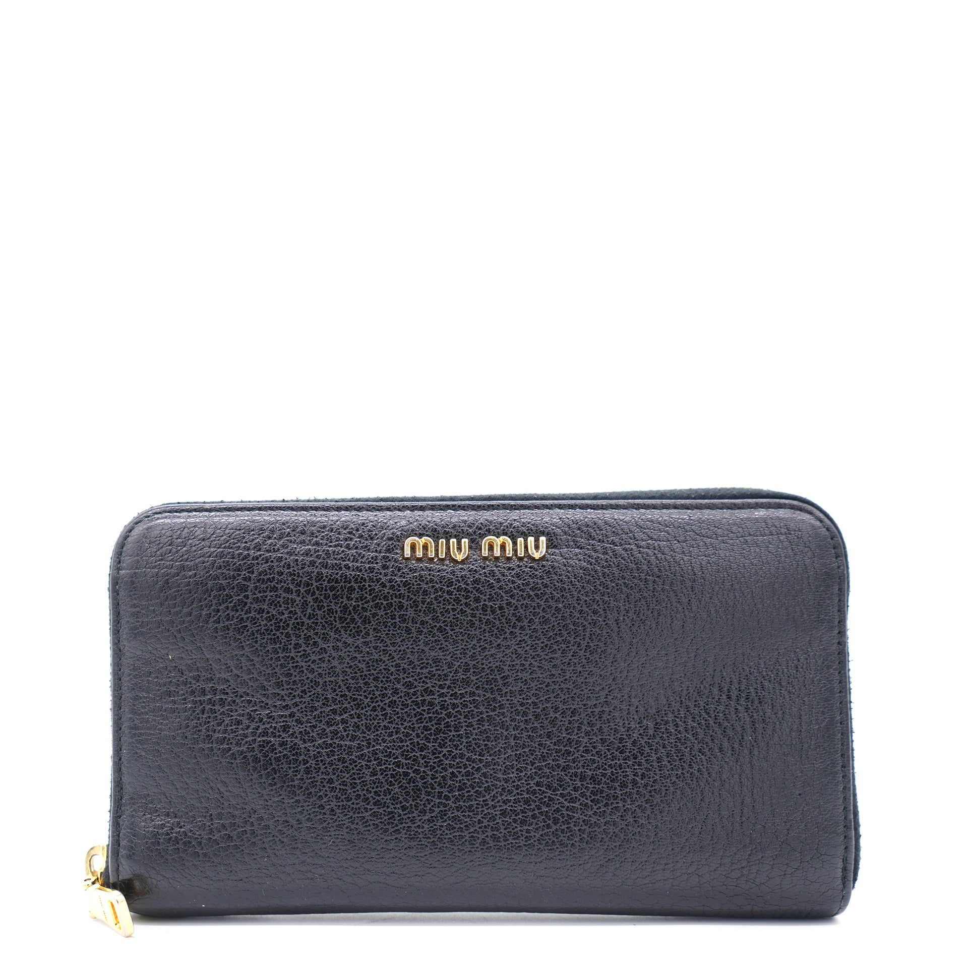 Black Leather Zip Around Wallet