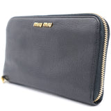 Black Leather Zip Around Wallet