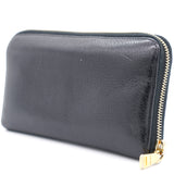 Black Leather Zip Around Wallet