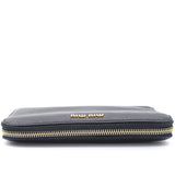 Black Leather Zip Around Wallet