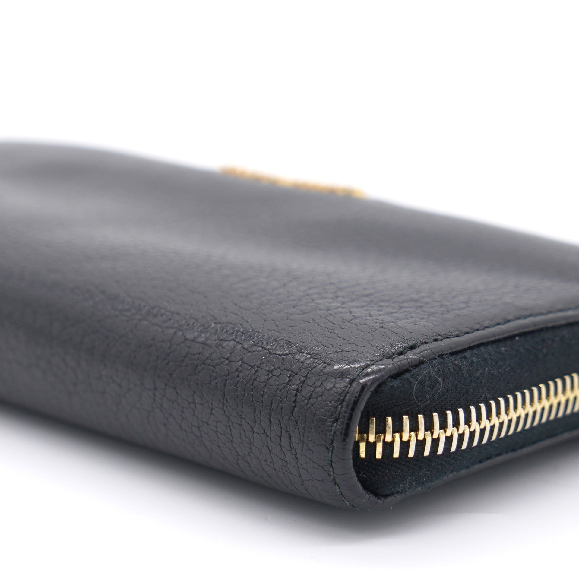 Black Leather Zip Around Wallet