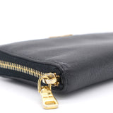 Black Leather Zip Around Wallet