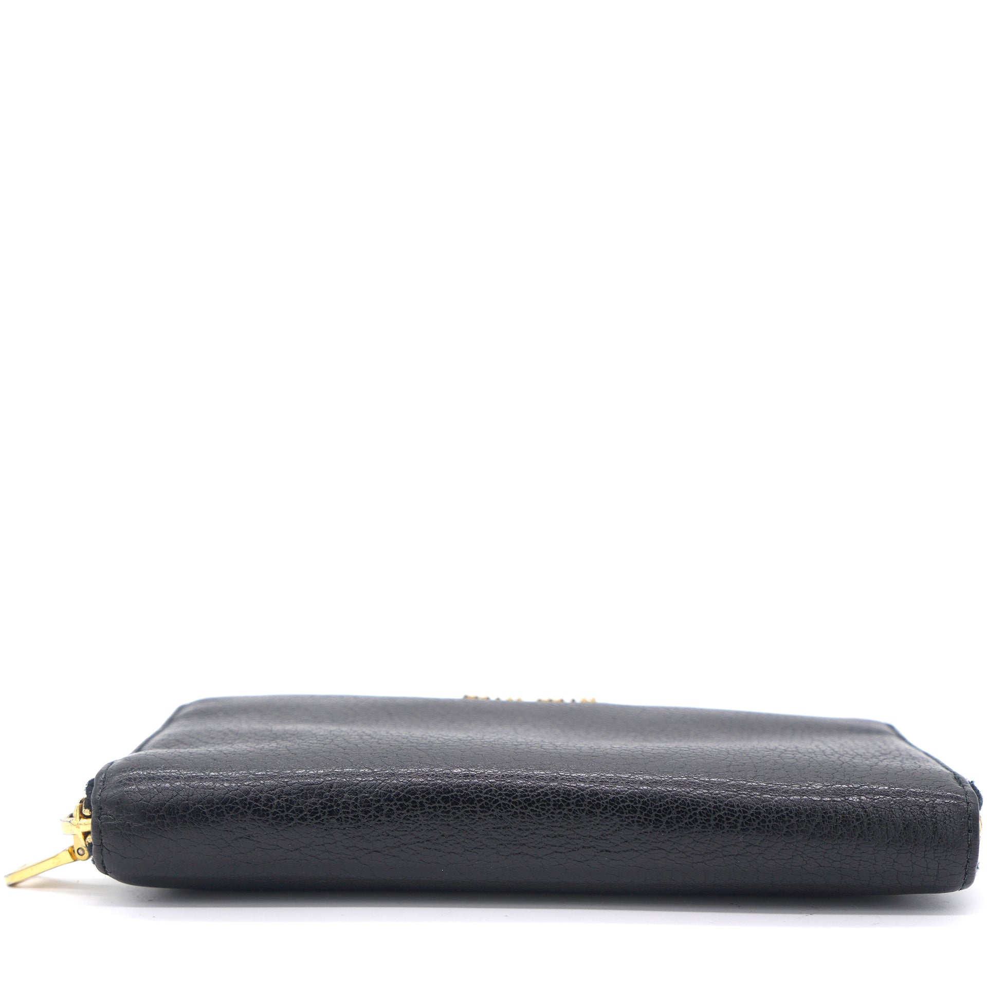 Black Leather Zip Around Wallet