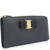 Black Zip Around Vara Bow Wallet