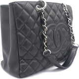 Black Quilted Caviar Leather Grand GST Shopper Tote Bag