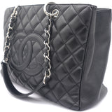 Black Quilted Caviar Leather Grand GST Shopper Tote Bag