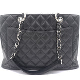 Black Quilted Caviar Leather Grand GST Shopper Tote Bag